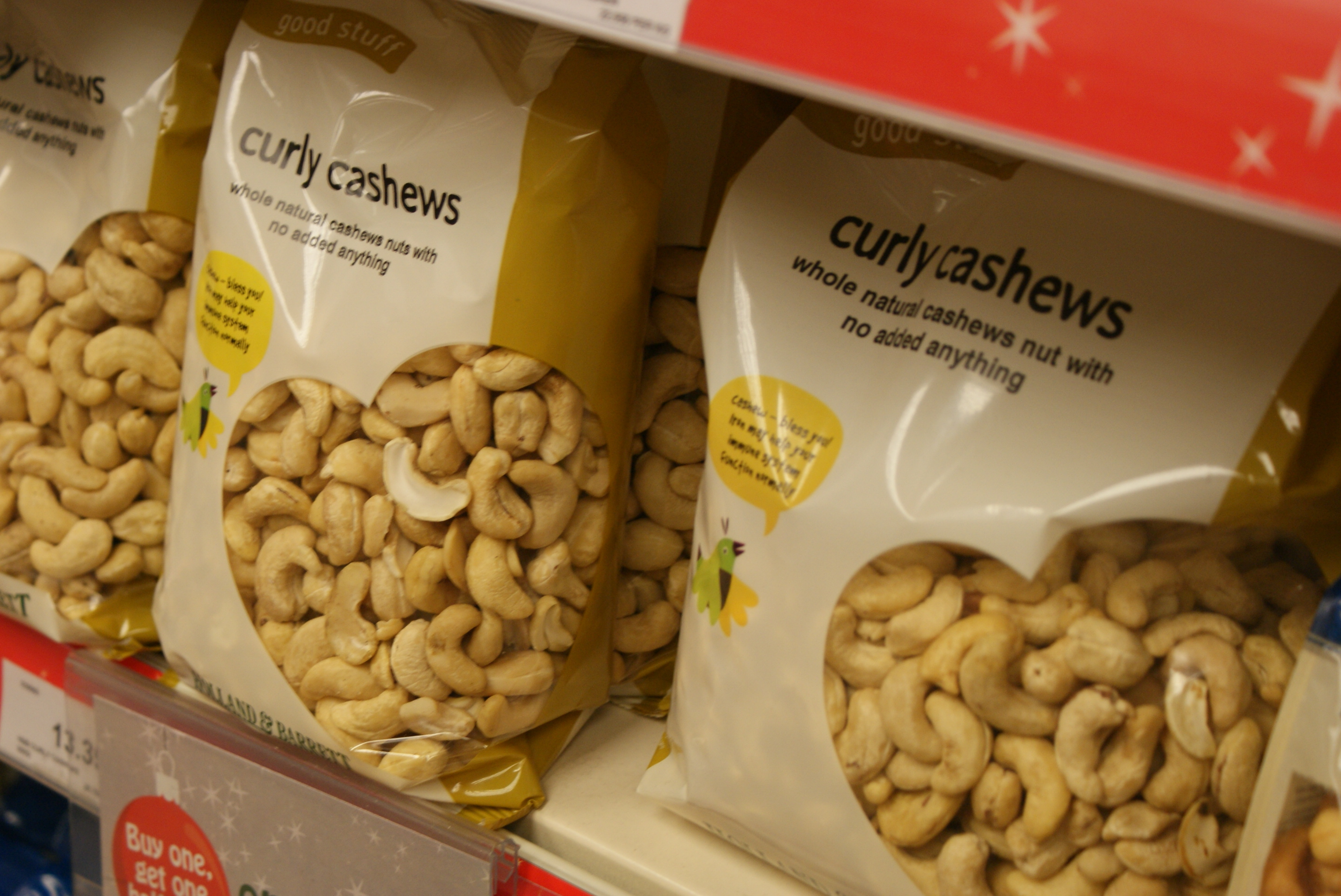 cashew nuts in bags