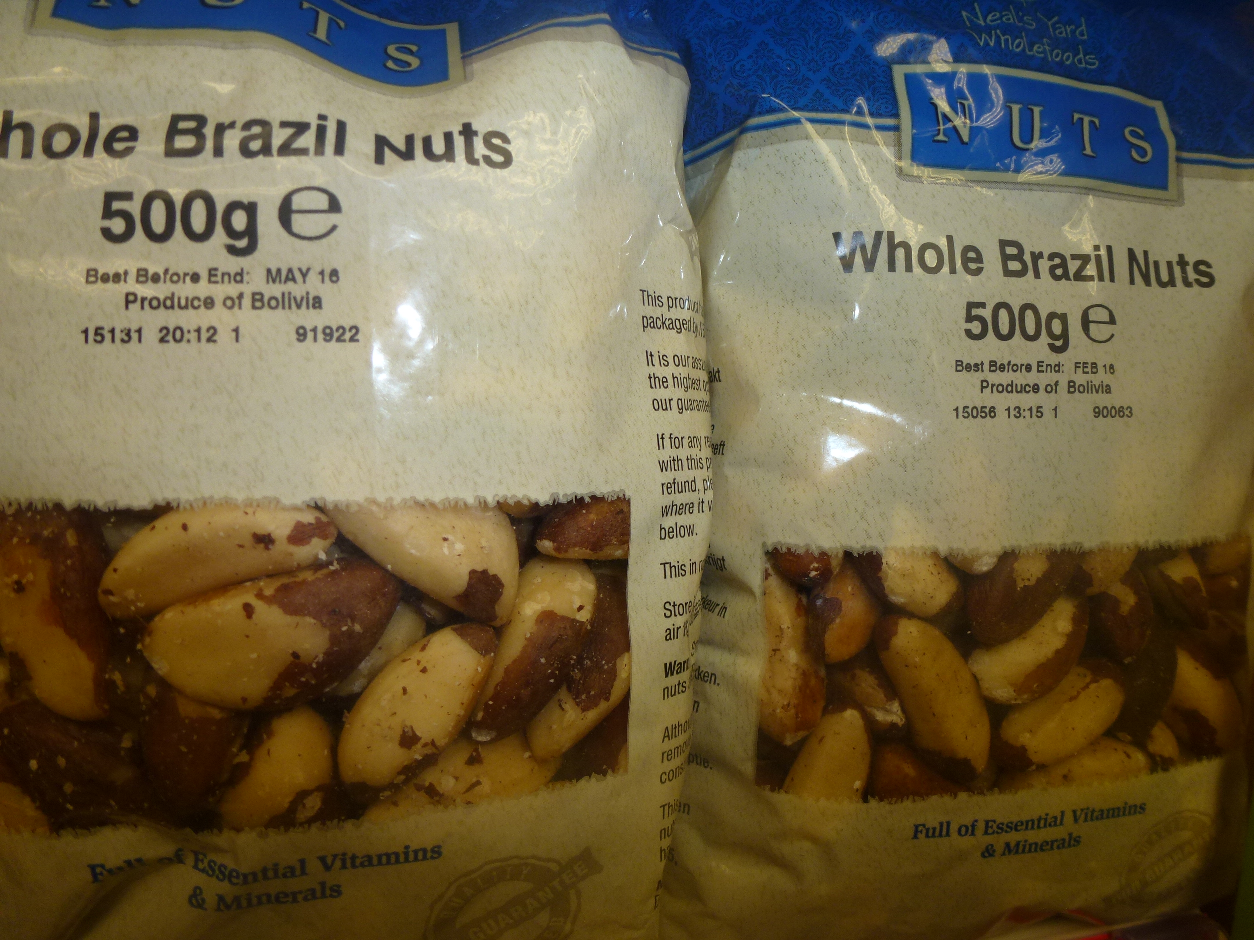 whole brazil nuts in bags